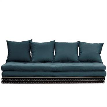 Banquette futon tatami CHICO bleu pétrole couchage 2 x 70x200 cm