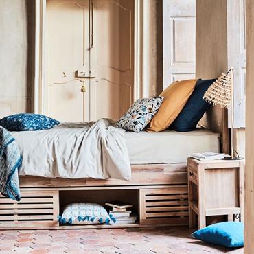 Cliquez pour agrandir et passer en diaporama Table de chevet en acacia 1 tiroir L42xl35xH56cm - bois clairGAIA