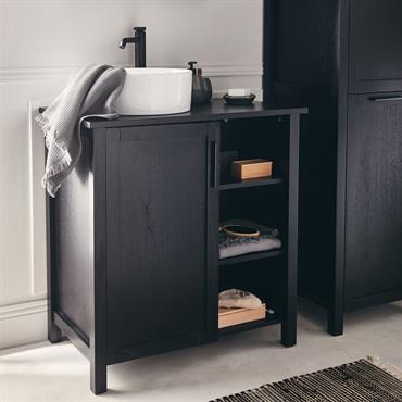 Cliquez pour agrandir et passer en diaporama Meuble sous-vasque simple et 1 porte en bois de cèdre - L80cmVALLAURIS