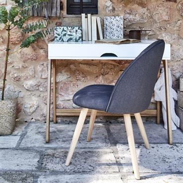 Lot de 2 chaise rétro en tissu - bleu figuerolles 