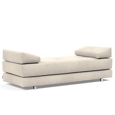 Méridienne design SIGMUND ALU  convertible lit 160x200 cm tissu Corduroy Ivory