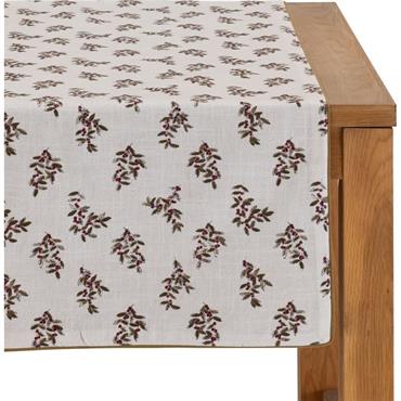 Cliquez pour agrandir et passer en diaporama Chemin de table en coton motif floral 50x150cm - blancFRAGON