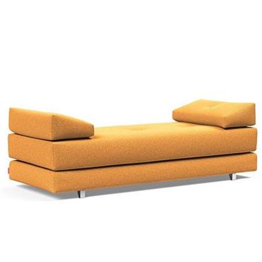 Cliquez pour agrandir et passer en diaporama Méridienne design SIGMUND ALU convertible lit 160x200 cm tissu Bouclé Ochre
