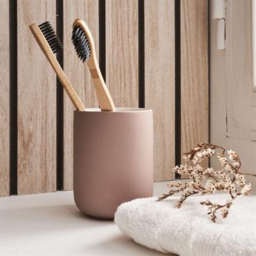 Porte brosse à dent en grès - roseCISTE