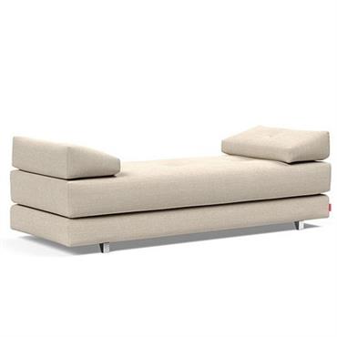 Méridienne design SIGMUND ALU  convertible lit 160x200 cm tissu Phobos Latte