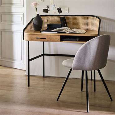 Cliquez pour agrandir et passer en diaporama Bureau avec rangement en bois et rotin - bois clair L105xl59XH96cmNORI