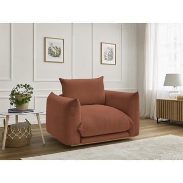 Cliquez pour agrandir et passer en diaporama Fauteuil ERNEST tissu velours côtelé orange BOBOCHIC