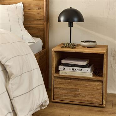 Cliquez pour agrandir et passer en diaporama Table de chevet en bois d'acacia 1 tiroir L45xH45xP37cm - bois clairCORCOVADO