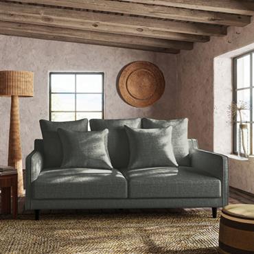 Cliquez pour agrandir et passer en diaporama Canapé 3 places convertible en tissu - gris restanqueLENITA