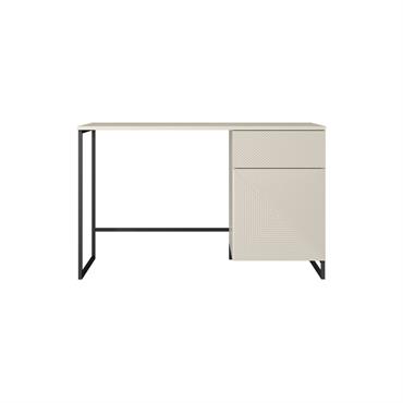 Cliquez pour agrandir et passer en diaporama Bureau 1 porte et 1 tiroir ALICE pieds en métal beige BOBOCHIC