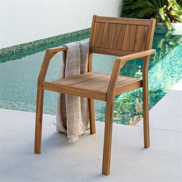 Fauteuil de jardin avec accoudoirs en acacia huilé - bois clairCARLO