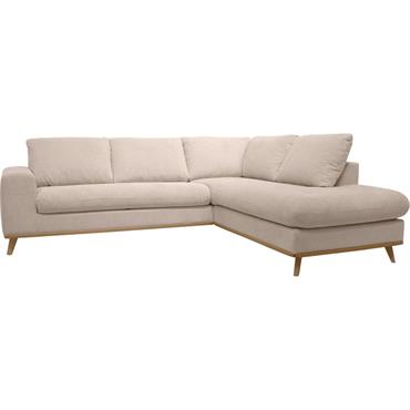 Canapé d'angle droit fixe en tissu Crown - beige roucasCAPIA