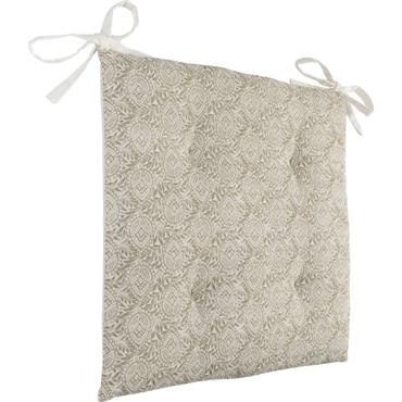 Lot de 2 galette de chaise de jardin en tissu déperlant motif amande - vert olivier 