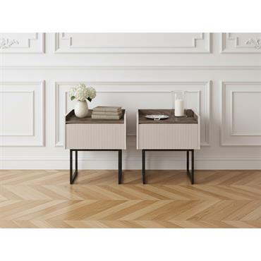 Cliquez pour agrandir et passer en diaporama Lot de 2 chevets LOUNA 1 tiroir avec LED BOBOCHIC