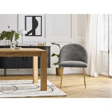 Chaise LALIE tissu chiné et pieds métal or gris foncé   BOBOCHIC