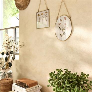 Cadre décoratif ovale avec fleurs séchées - doréLYSAE