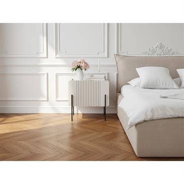 Cliquez pour agrandir et passer en diaporama Table de chevet 1 tiroir MATHILDE pieds noir beige BOBOCHIC