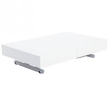 Table basse relevable extensible ALBATROS design blanc brillant