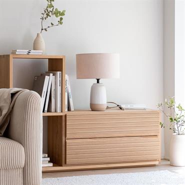 Bloc de 2 grands tiroirs en chêne strié L82cm - bois clairTASSIA