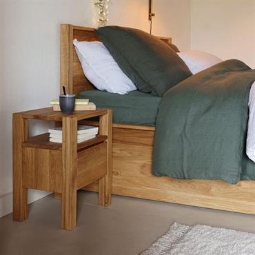 Cliquez pour agrandir et passer en diaporama Table de chevet en chêne massif 1 niche et 1 tiroir - bois clairRENO