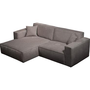 Canapé petit angle gauche fixe en tissu genesis - grisKUBO