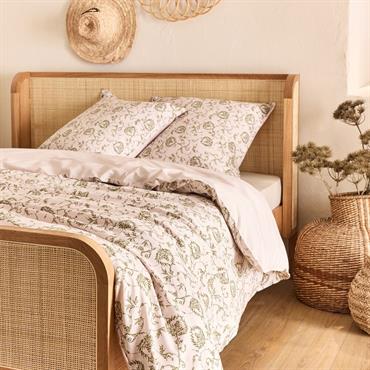 Housse de couette 240x260cm et 2 taies d'oreiller 63x63cm en coton motif baroque - blancKRISNA