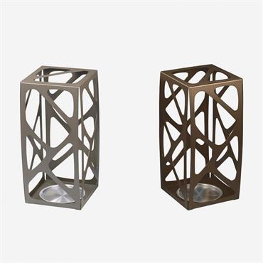 Cliquez pour agrandir et passer en diaporama Lot de 2 Porte-parapluie BASKET en acier Gris Tourterelle et Bonze avec vasque en inox