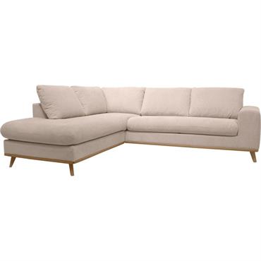 Canapé d'angle gauche fixe en tissu Crown - beige roucasCAPIA