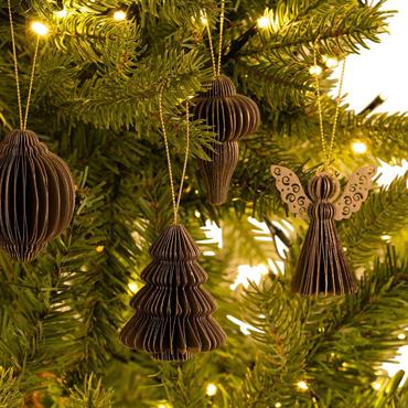 Suspension de Noël en papier H6cm - doré 