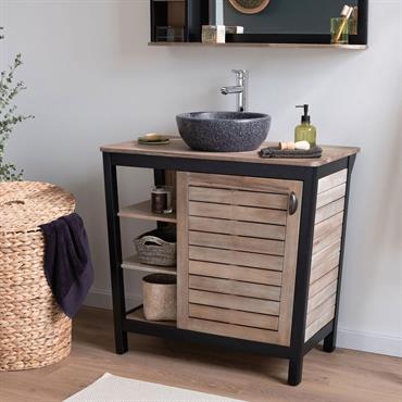 Cliquez pour agrandir et passer en diaporama Meuble sous-vasque simple 1 porte en acacia massif - L90cmPITAYA