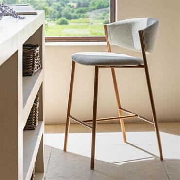 Lot de 2 tabouret haut de repas en tissu h66cm - beige 