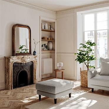 Pouf en tissu joint - gris borieLENITA