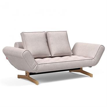 INNOVATION LIVING Canapé design GHIA WOOD convertible 80x210 cm tissu Weda Sand