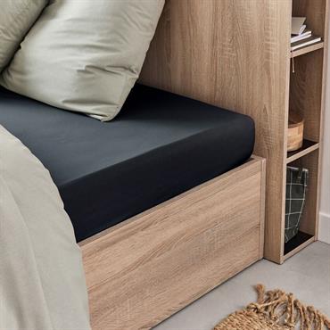 Drap housse en coton 140x200cm B25cm - gris calabrunCALANQUES