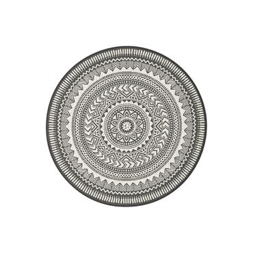 Tapis poils ras SIENNA motif vintage noir 120x120  BOBOCHIC