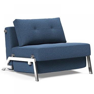 INNOVATION LIVING  Fauteuil design SOFABED CUBED 02 CHROME Bouclé Bleu convertible lit 200x90 cm