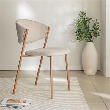 Cliquez pour agrandir et passer en diaporama Lot de 2 chaise de repas épurée en tissu - beige