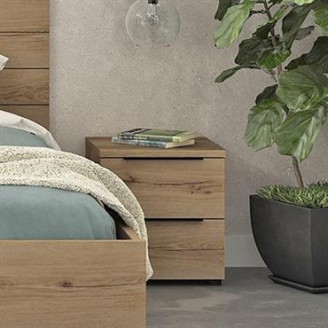 Cliquez pour agrandir et passer en diaporama Table de chevet en bois 2 tiroirs L40xl36xH43cm- bois clairLUCIAN