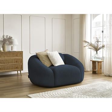 Cliquez pour agrandir et passer en diaporama Fauteuil TINA tissu bouclette bleu foncé BOBOCHIC