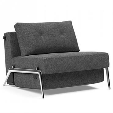 INNOVATION LIVING  Fauteuil design CUBED 02 ALU convertible 200x90cm tissu Taura Deep Grey