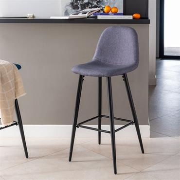 Lot de 2 chaise de bar - gris ardoise h75cm 