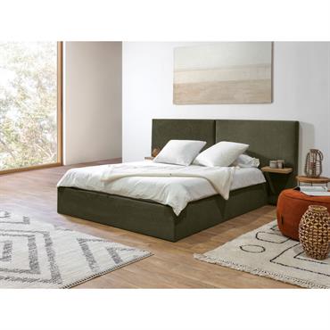 Lit coffre BLANDINE tissu texturé avec tablettes chevets vert 140x190 BOBOCHIC LA COLLECTION Le lit se doit d'être à la fois beau, tendance et pratique. C'est pourquoi BOBOCHIC vous propose une nouvelle création originale : le lit coffre BLANDINE. Grâce à ...