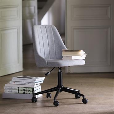 Cliquez pour agrandir et passer en diaporama Chaise de bureau à roulettes en tissu - grisLOUKAS