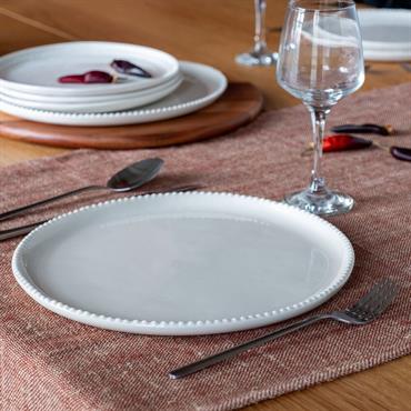 Assiette plate avec liseré perlé en porcelaine D27