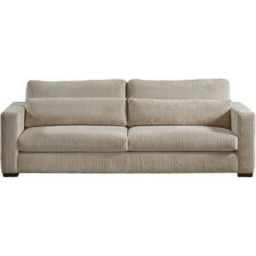 Cliquez pour agrandir et passer en diaporama Canapé 5 places fixe en velours côtelé Azores - taupeBATIS