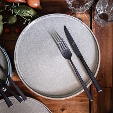 Lot de 4 assiettes plates en grès émail réactif D27cm - gris boriePIETRA