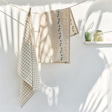 Cliquez pour agrandir et passer en diaporama Lot de 2 torchons en coton à motifs 50x70cm - noirMELINA