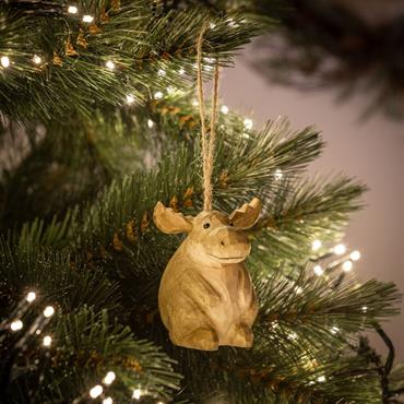 Suspension de Noël élan en bois H8cm - marronJOSANI