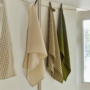 Cliquez pour agrandir et passer en diaporama Lot de 3 torchons dépareillés en coton 50x70cm - vertTIANA