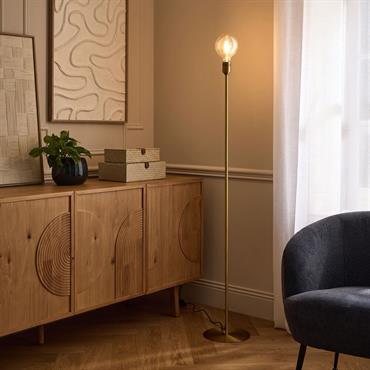 Cliquez pour agrandir et passer en diaporama Pied de lampadaire électrifié en acier - doré H146cmNANS